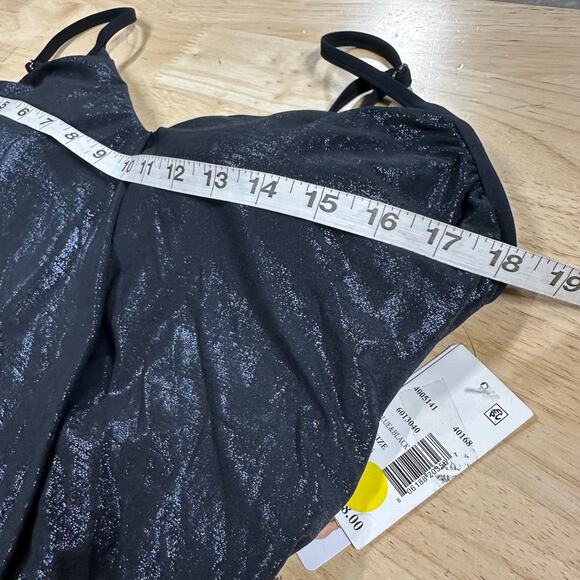 Magicsuit NWT Alex Side-tie Underwire Tankini Top Black Blue Shimmer Size 16 - Picture 9 of 11